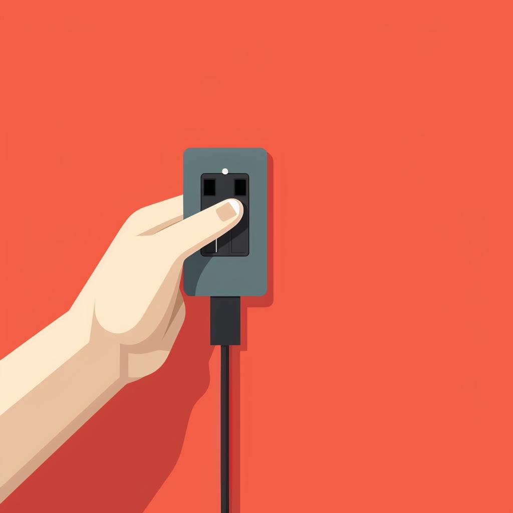 Hand unplugging a power cord from a wall socket